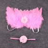 1Set Fashion Newborn Baby Kids Feather Lace Headband &amp; Angel Wings Flowers Photography Studio Props