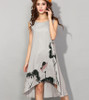 Saiqigui Summer dress 2017 New sleeveless white women dress casual cotton Linen dress lotus Printing o-neck vestidos de festa