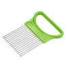 Saingace Easy Cut Onion Vegetable Tomato Slicer Cutter Stainless Steel Holder Slicing Cutter 1PC