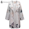 Vintacy Autumn Long Sleeve Floral Cardigan Women Gray Print Casual Loose Blouse Shirt Female Plus Size Thin Kimono Long Cardigan