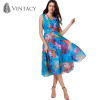 Vintacy 2017 women floral print dress a line v neck patchwork women dress spring summer dress long sleeve women party dresses Vintacy 2017 women floral print dress a line v neck patchwork women dress spring summer dress long sleeve women party dresses