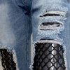 VILACOROA Mesh black fishnet ripped jeans women pants Cool denim vintage straight jeans for girl Mid waist casual pants female