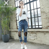 VILACOROA Mesh black fishnet ripped jeans women pants Cool denim vintage straight jeans for girl Mid waist casual pants female