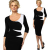 Vfemage Womens Vintage Stylish Ladylike Casual Patchwork 3/4 Sleeve O-Neck Bodycon Women Office Wear to work Pencil Dress 4435