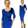 Vfemage Womens Vintage Stylish Ladylike Casual Patchwork 3/4 Sleeve O-Neck Bodycon Women Office Wear to work Pencil Dress 4435
