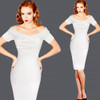 Vfemage Womens Summer Elegant Vintage Pinup Retro Rockabilly Sexy Off Shoulder Ruched Party Bodycon Sheath Wiggle Dress 500