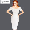 Vfemage Womens Summer Elegant Vintage Pinup Retro Rockabilly Sexy Off Shoulder Ruched Party Bodycon Sheath Wiggle Dress 500