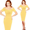 Vfemage Womens Summer Elegant Vintage Pinup Retro Rockabilly Sexy Off Shoulder Ruched Party Bodycon Sheath Wiggle Dress 500