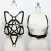 Unisex Handmade Fashion Leather Harness Stars Garters Pentagram Harness Body Bust Bondage Cage