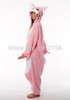 Unisex Adult Onesie Animal Kawaii Pink Rabbit Pajamas Fleece Onesie Cartoon Cosplay Costumes Sleepwear S-XL