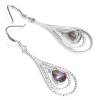 UNIQUE Natural Rainbow Mystic Topaz Earrings Dangle For Women Fashion Pear Genuine 925 Solid Sterling Silver 2016 High Quality