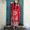 SCUWLINEN Vestidos Casual Dress 2017 Summer Dress Women Dragon Robe Vintage Print Long Loose Cotton Linen Dress Women Maxi Dress