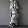 SCUWLINEN 2017 Summer Dresses Vintage Striped Batwing Sleeve Robe Maxi Long Loose Plus Size Women Dress Casual Linen Dress S193