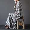 SCUWLINEN 2017 Summer Dresses Vintage Striped Batwing Sleeve Robe Maxi Long Loose Plus Size Women Dress Casual Linen Dress S193