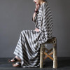 SCUWLINEN 2017 Summer Dresses Vintage Striped Batwing Sleeve Robe Maxi Long Loose Plus Size Women Dress Casual Linen Dress S193