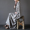SCUWLINEN 2017 Summer Dresses Vintage Striped Batwing Sleeve Robe Maxi Long Loose Plus Size Women Dress Casual Linen Dress S193