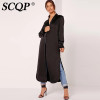 SCQP Floral Embroidered Black Trench Coat Ladies Elegant Fashion Womens Trench Coats Long Autumn Loose High Quality Cardigan