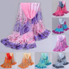 scarf women bandana lovely Rose Pattern Wrap Lady Shawl Chiffon Scarf Scarves high quality scarf luxury brand foulard femme #yl