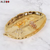 Scandinavian Ceramics Office Table Storage Plate Vogue Nordic Chic Elegant Gold Leaves Shape Office Desk Storage Organizer Decor