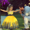 Saudi Arabic Yellow Lace Ball Gown Pageant Dresses for Little Girls Vestido de daminha First Communion Gowns Flower Girls Dress