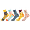 SANZETTI 5 pairs/lot Women's Funny Colorful Combed Cotton Socks Cartoon Food Oil Painting Cute Ankle Socks Novelty Gift