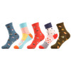 SANZETTI 5 pairs/lot Women's Funny Colorful Combed Cotton Socks Cartoon Food Oil Painting Cute Ankle Socks Novelty Gift