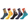 SANZETTI 5 pairs/lot Women's Funny Colorful Combed Cotton Socks Cartoon Food Oil Painting Cute Ankle Socks Novelty Gift