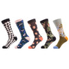 SANZETTI 5 Pairs/Lot Flower Mountain Dot Funny Paint Combed Cotton Crew Women Socks Wedding Gift EU Size 35-42