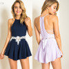 Alishebuy New Fashion Women Sexy Off Shoulder Spaghetti Strap Backless Short Jumpsuit