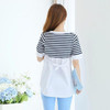 8178# Ties Waist Striped Patchwork Cotton Maternity Nursing Blouses 2017 Summer Breastfeeding Shirts Clothes for Pregnant Women