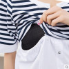 8178# Ties Waist Striped Patchwork Cotton Maternity Nursing Blouses 2017 Summer Breastfeeding Shirts Clothes for Pregnant Women
