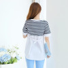 8178# Ties Waist Striped Patchwork Cotton Maternity Nursing Blouses 2017 Summer Breastfeeding Shirts Clothes for Pregnant Women