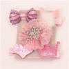 New 5pcs kids girl hair Accessories flower Bowknot Hairpin children star Cartoon crown hair clips Barrette headwear Q-2