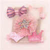 New 5pcs kids girl hair Accessories flower Bowknot Hairpin children star Cartoon crown hair clips Barrette headwear Q-2