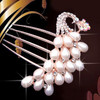 New Design Fashion Wedding Bridal Crystal Rhinestone Pearls Hairpin Flower Diamante Hair Clip Comb Diamante Hair Clip Comb Jewel