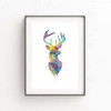 Nordic Watercolor Deer Head Animal A4  Canvas Art Print Painting Poster  Home Decor Wall Picture For Living Room Kids Room