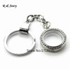 Newest Stainless Steel Round 25mm Rhinestone Glass Screw Locket Keychain Floating Locket Key Chain Key Ring LFK_018