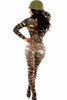 DL6961 Bodysuit women Autumn Bodycon Jumpsuit Overalls V neck Leopard print catsuit  jumpsuit plus size bodysuits women romper
