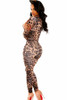 DL6961 Bodysuit women Autumn Bodycon Jumpsuit Overalls V neck Leopard print catsuit  jumpsuit plus size bodysuits women romper