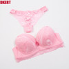 DKERT Sexy Lace Bra Set Push up Women's Underwear Set Padded Bra Plunge Luxury Lingerie Embroidery Floral Intimates Brassieres