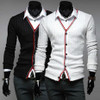 2017 new color placket business casual men's cardigan sweaters splicing 7534