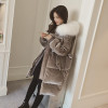 2017 New Collection Long Velvet Cotton Parka Women Loose Fit Winter Coats Outerwear With Large Faux Fur Hood