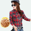 Refeeldeer Warm Velvet Winter Blouse Women 2017 Checked Shirt Women Blouse Femininas Feminine Shirt Female Long Sleeve Plaid Top