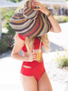 Red Off-the-shoulder Two-pieces Bikini Swimwear