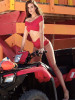 Red Off-the-shoulder Two-pieces Bikini Swimwear