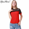 Red White Lace Blouse Chiffon Shirt Tops Women blusa Short Sleeve 2017 Hollow Out Ladies Shirt Office Female Plus Size Clothing Red White Lace Blouse Chiffon Shirt Tops Women blusa Short Sleeve 2017 Hollow Out Ladies Shirt Office Female Plus Size Clothing