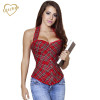 Red Plaid Corset Sexy Women Bustier Verano Corset With Strape Waist Sexy Corset Overbust Corsets Plus Szie bustiers