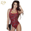 Red Plaid Corset Sexy Women Bustier Verano Corset With Strape Waist Sexy Corset Overbust Corsets Plus Szie bustiers