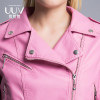 Red Leather Jacket Women Short White Motorcycle Biker Jackets Veste Cuir Femme Pink Black Soft Coats Blouson Cuir Femme UV1063