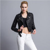 Red Leather Jacket Women Short White Motorcycle Biker Jackets Veste Cuir Femme Pink Black Soft Coats Blouson Cuir Femme UV1063